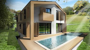 Проект на еднофамилна къща с дървена конструкция и системи за сухо строителство – РЗП 240 кв.м