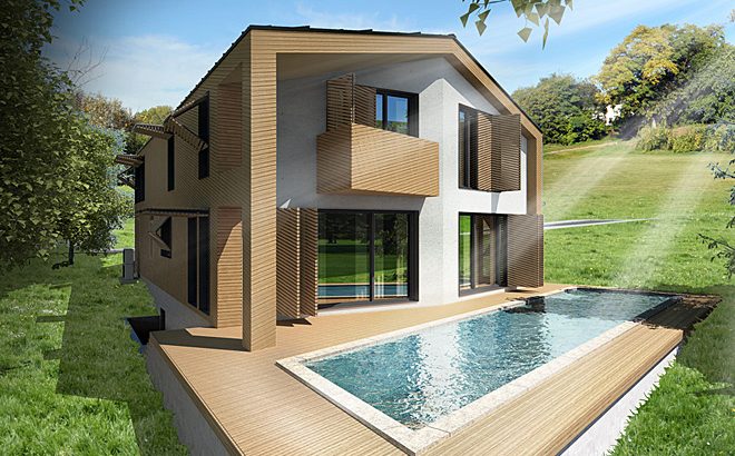Проект на еднофамилна къща с дървена конструкция и системи за сухо строителство – РЗП 240 кв.м